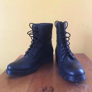Splendid Black Leather Lace Up Boots